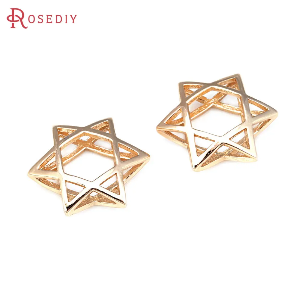 10PCS 18K Gold Color Brass Hollow Star Charms Pendants High Quality Diy Jewelry Making Necklace Earrings Accessories for Women