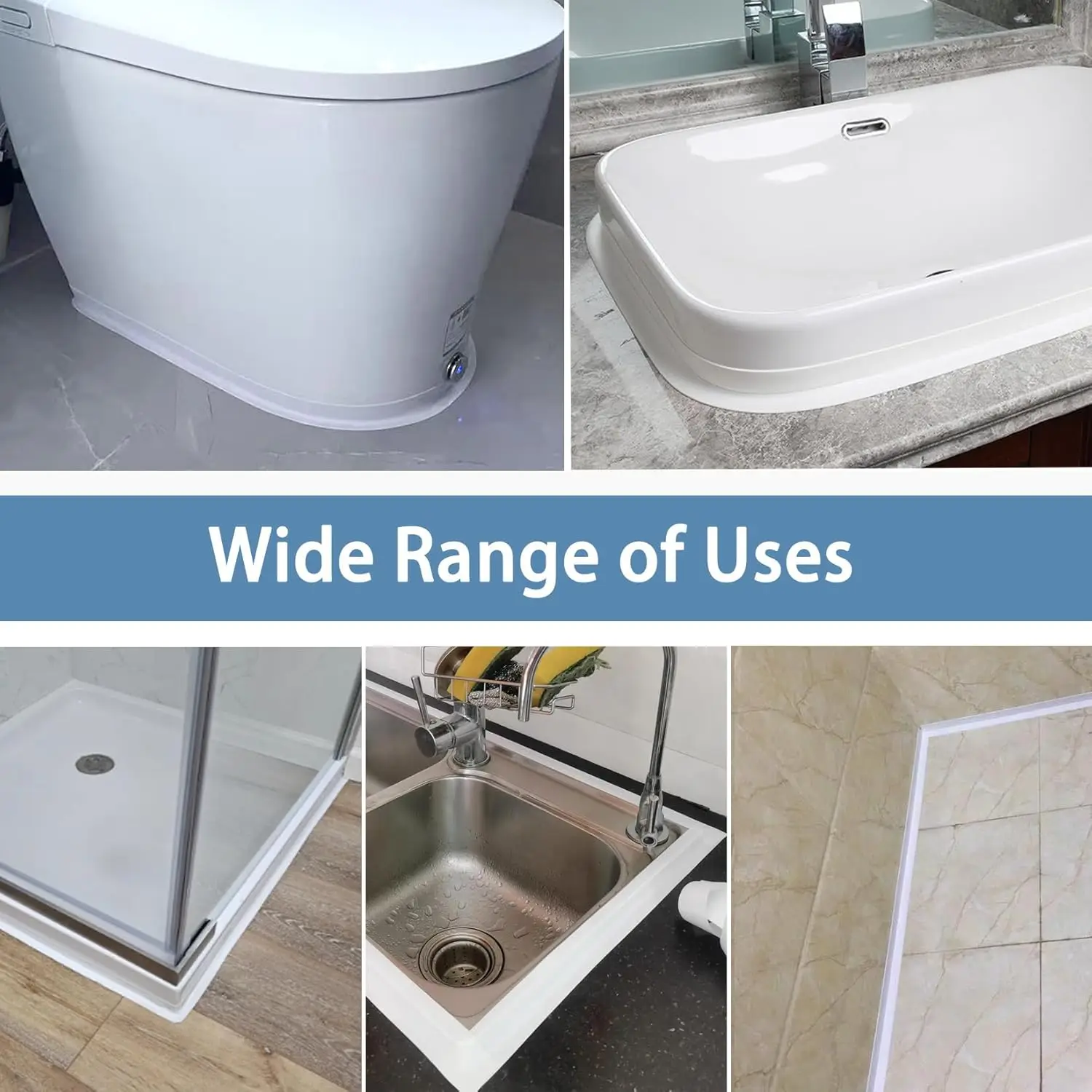 شريط السد ذاتي اللصق، شريط السد المقاوم للماء للمرحاض، سدادة حول القاعدة، بديل السد التقليدي للحمام، حوض الاستحمام #6