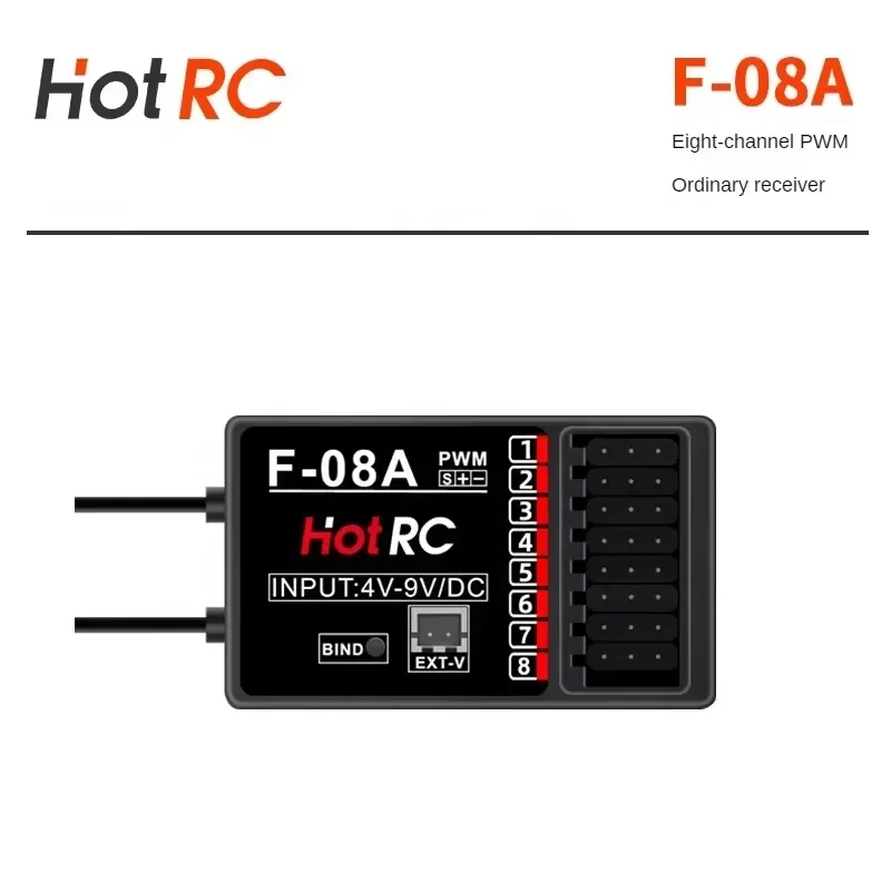 Set Remote Control HOTRC 8CH 2.4G Transmitter CT-6B & Receiver F-08A untuk Mobil RC, Kapal, Tank Plastik dengan Layar LCD dan Indikator Tegangan