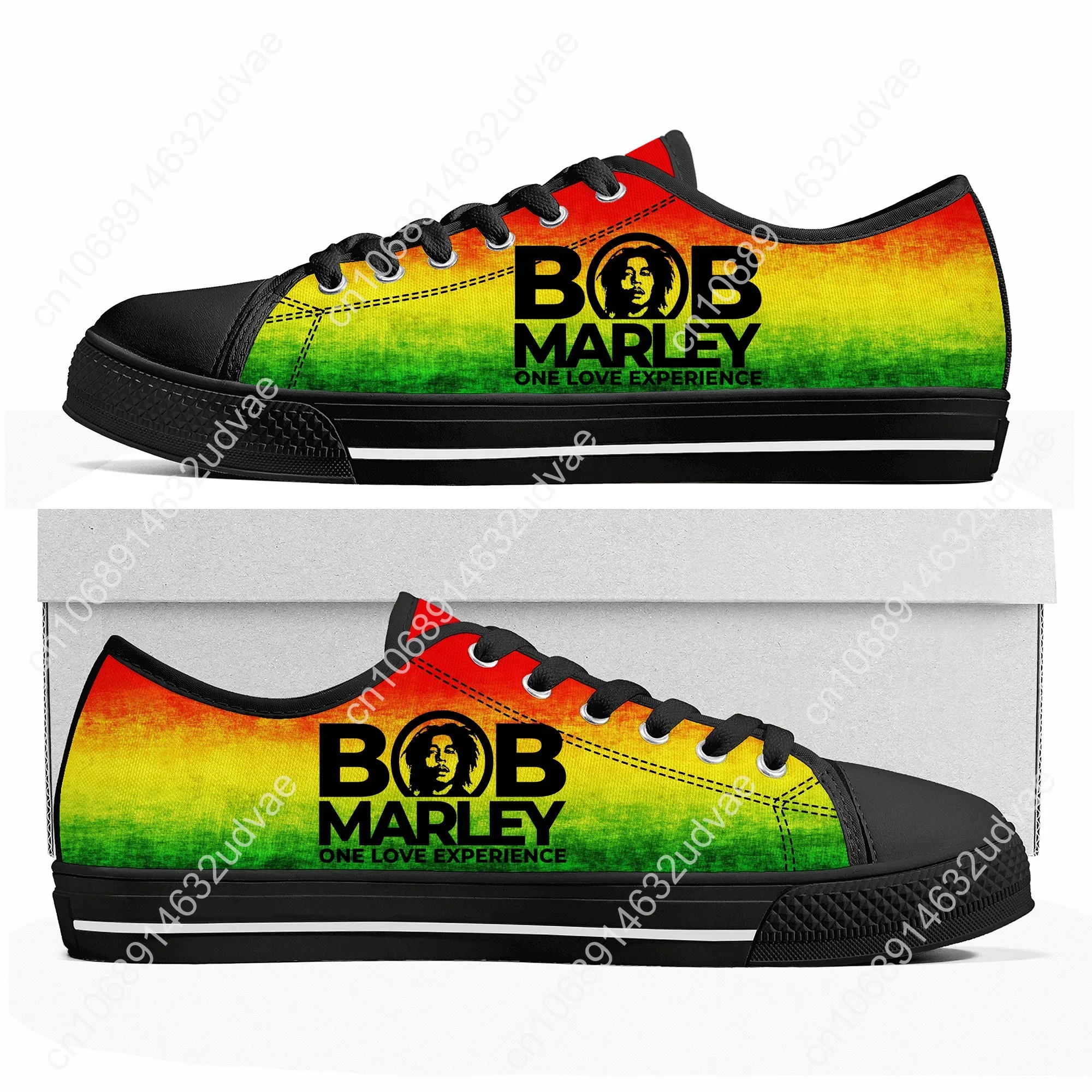 Bob Marley Reggae Rasta Low Top Shoes Man Woman Teenager Canvas Casual Sneaker Sneakers Couple Footwear Custom Shoe Unisex Black