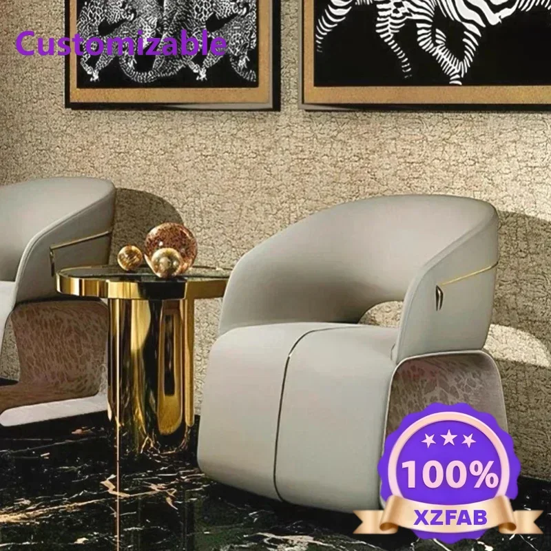 Factory Direct 2026 Leopard print single sofa chair Italian light luxury high-end custom home designer creative personalized