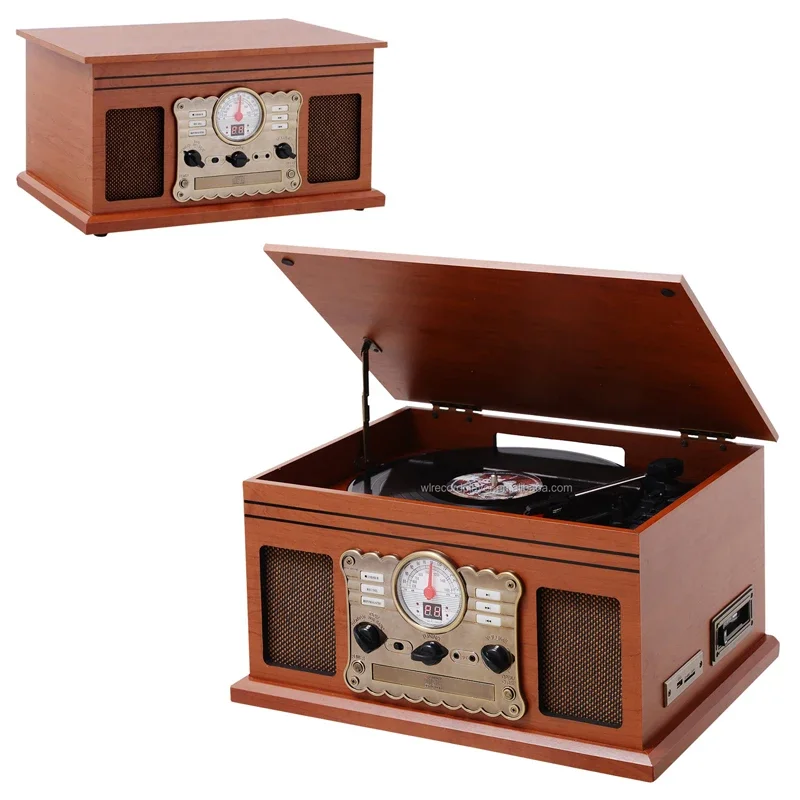 6-in-1 Bluetooth Record Player Multimedia Center Built-in Speakers