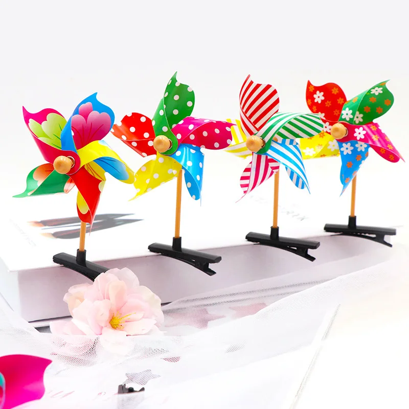 10Pcs Colorful Plastic 3D Windmill Hair Clip Hairpin for Baby Girl Kids Birthday Party Favors Baby Shower Gifts Pinata Fillers