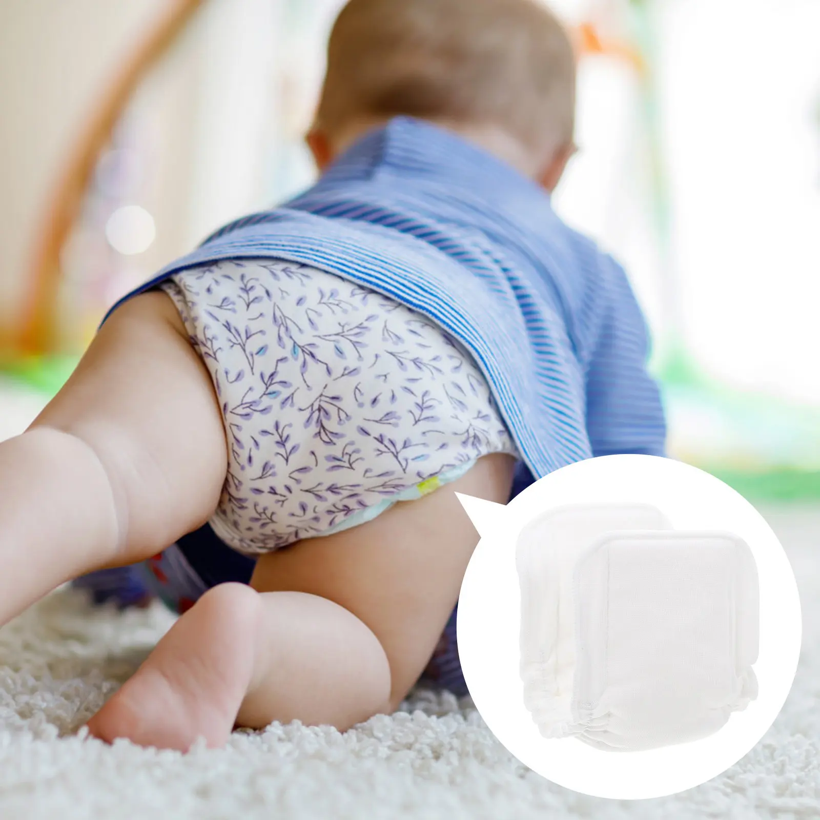 

3Pcs Bamboo Cotton Baby Diapers Reusable Soft Washable Infant Diaper Inserts Breathable Leakproof Comfortable Baby Supplies