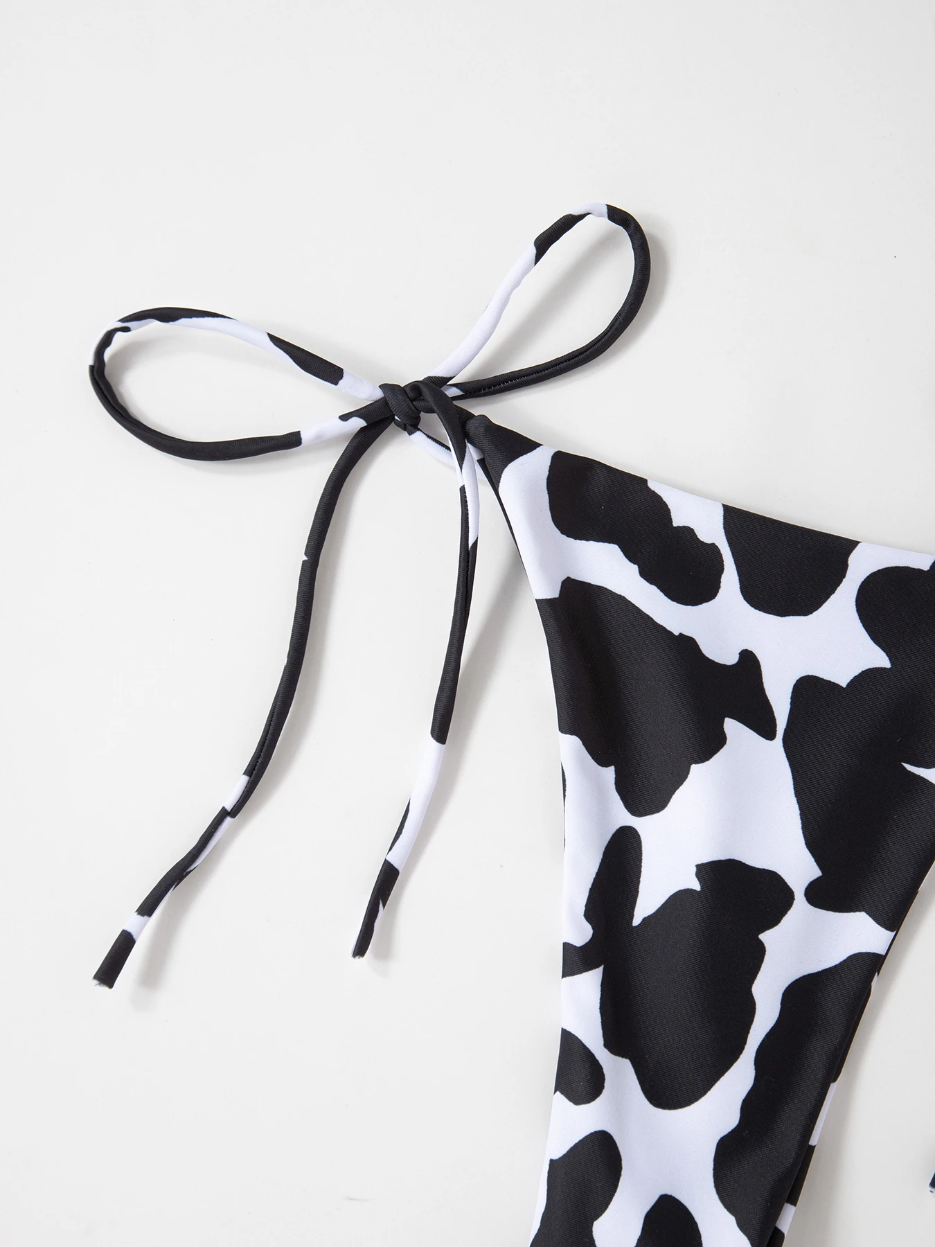 Cow Print Sexy Bikini Two Piece Swimsuit Bandage Bikinis Set Women Bathing Suit Adjustable Beachwear Feminine Halter Bather