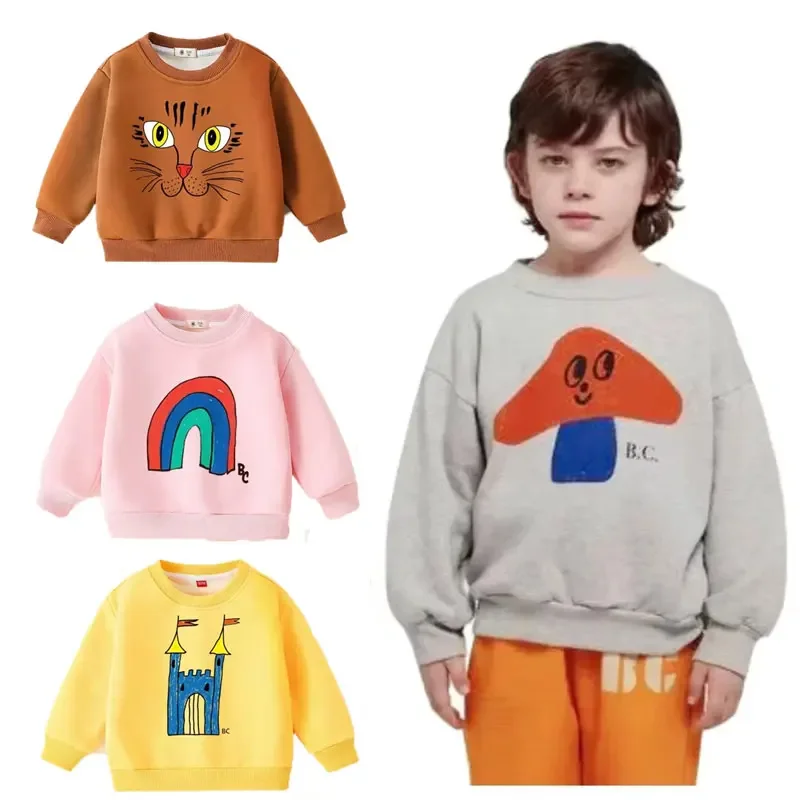 Kids Sweatshirts 2024 Warm Thicken Tops for Boys Girls Fleece Children Hoodies Winter Baby Sweaters Cartoon Casual Toddler Tops