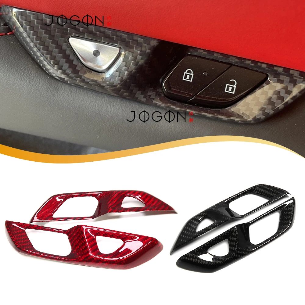 Para Chevrolet Corvette C8 Stingray ZR1 ZR1X Coupé HTC 2020-2026, Accesorios de Fibra de Carbono Real para Cubrir la Consola de Bloqueo de Puerta