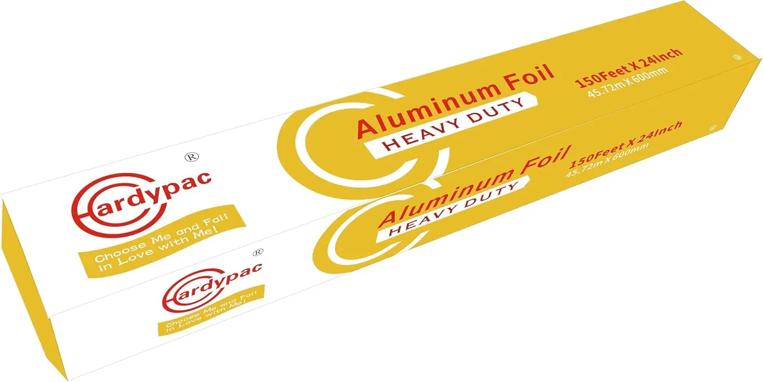 

24 inch extra wide Heavy Duty Aluminum Foil Roll, 300 Square Feet, 24 Inch x 150 Feet, kitchen wide tin foil grill foil paper fo