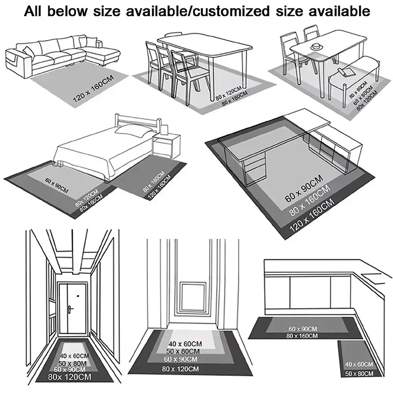 Black White Plaid Print Carpet for Living Room Sofa Coffee Table Large Area Rugs Non Slip Bedroom Decor Dirt Resistant Floor Mat