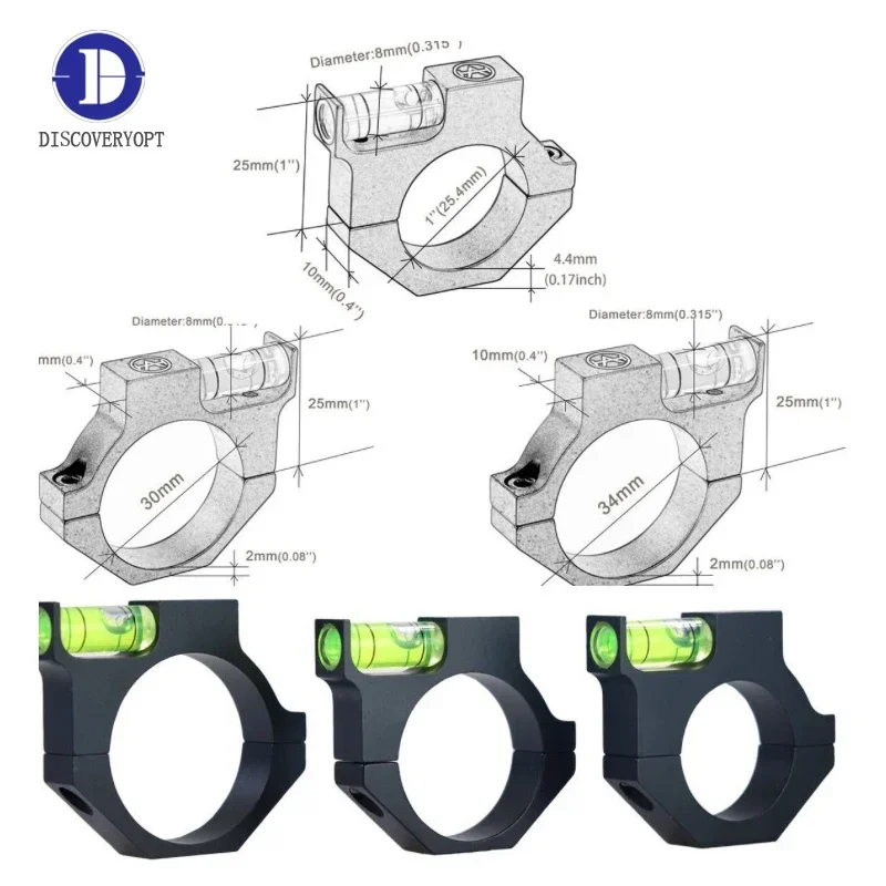 Descoberta rifle escopo bolha nível 25.4mm/30mm/34mm spotting airgun anel bolha nível espírito equilíbrio tubo airsoft arma montagem