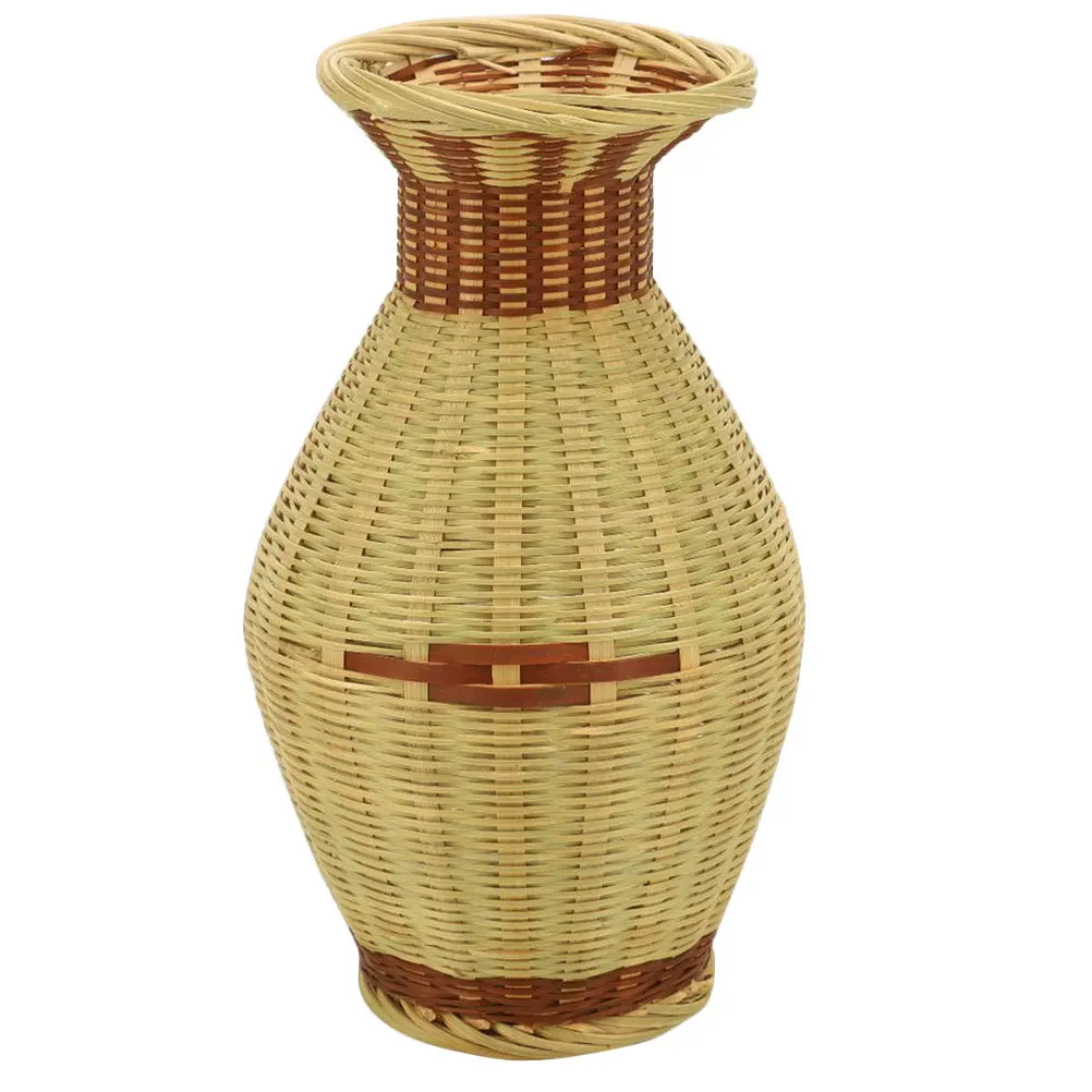 

Bamboo Woven Flower Vase Style Decorative Vase For Home Office Dried Artificial Flowers Arrangement Portable Plant