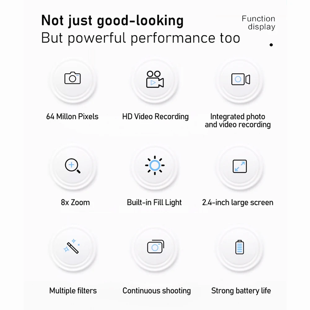 Kamera Digital 8x Zoom Digital Kamera Mirrorless Perjalanan Mini Kamera Fotografi Lensa Ganda Kamera Video Foto untuk Pelajar Perjalanan