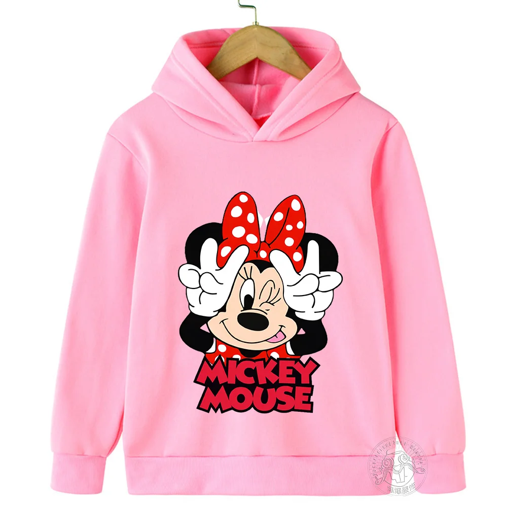 Girls Clothing Cartoon Anime Graphic Mickey Minnie Mouse Sweatshirt Children's Casual Fashion 3-14 Years Kids Streetwear