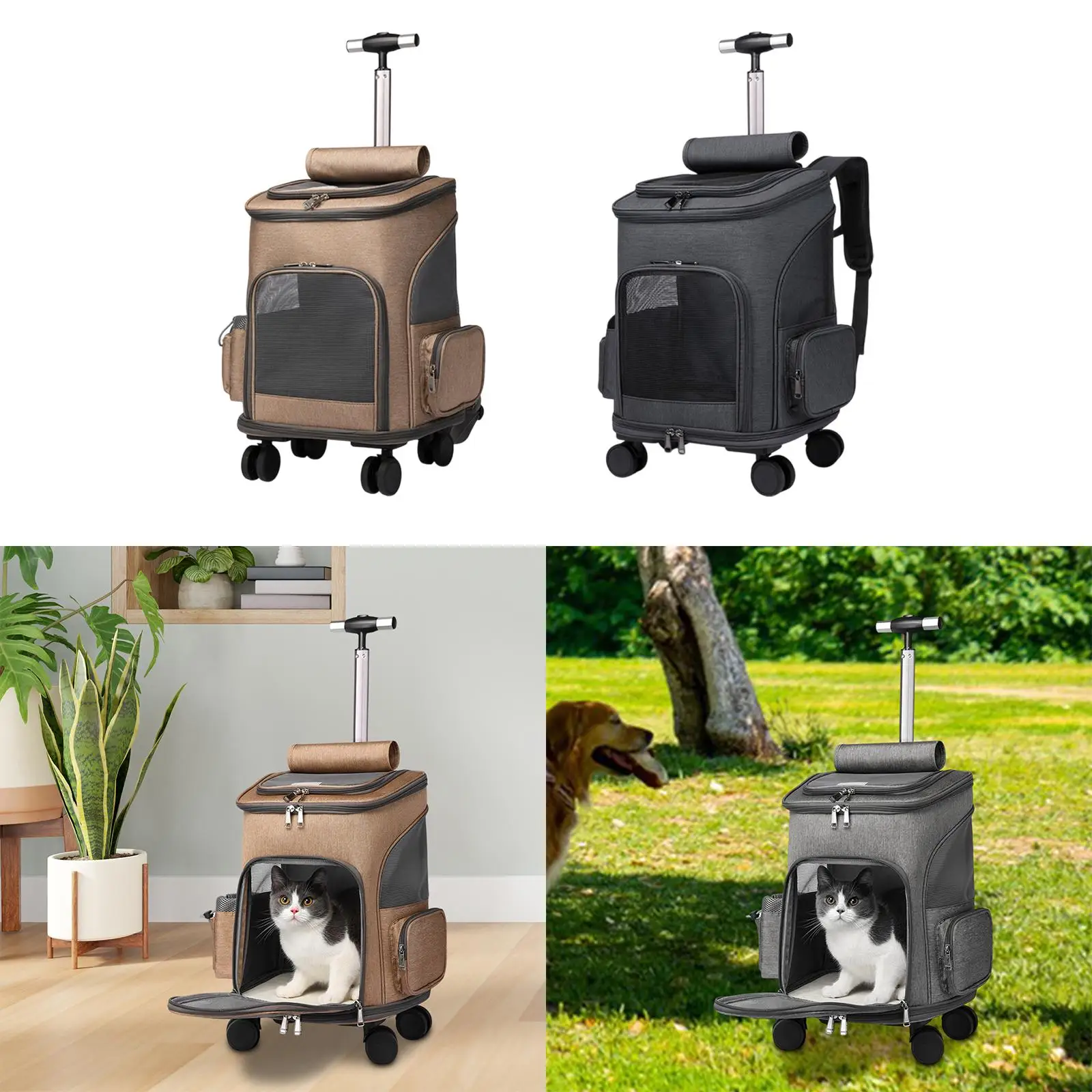 

Cat Trolley Case Carrying Bag with Silent Wheels for Dogs Kitten Puppy