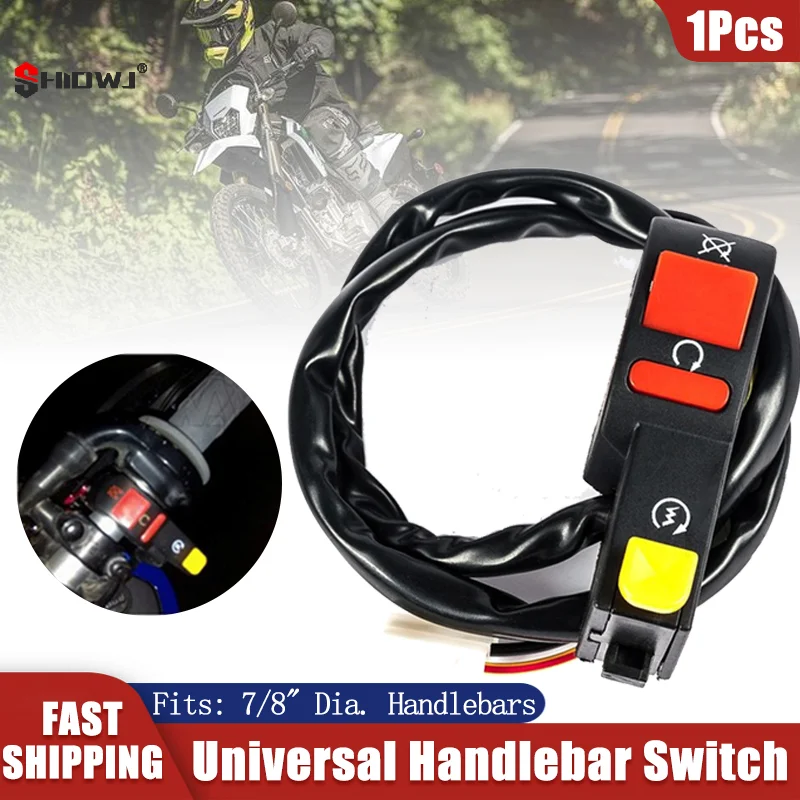 Motorcycle Switch Electric Start Stop On Off Button Kill Switches Universal Handlebar Controller Switch for Dirt ATV Quad Bike