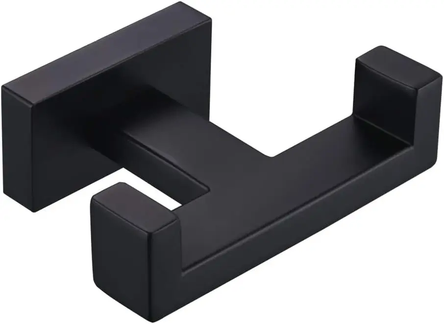 

Double Towel Hook, Matte Black SUS304 Stainless Steel, Bathroom Coat Robe Holder Wall Mount