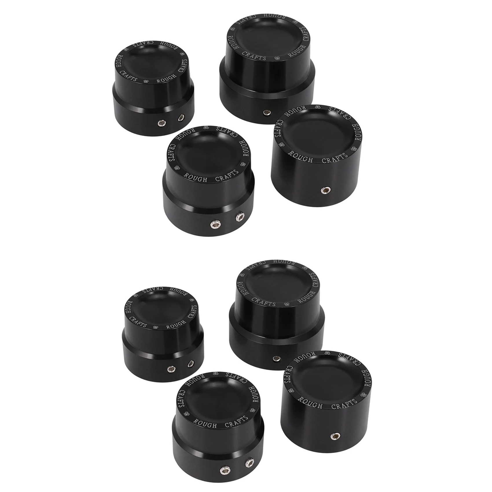 8 Pcs Black Aluminum Rough Front & Rear Axle Nut Covers Caps for Harley Sportster XL883 XL1200 Dyna Touring V-Rod