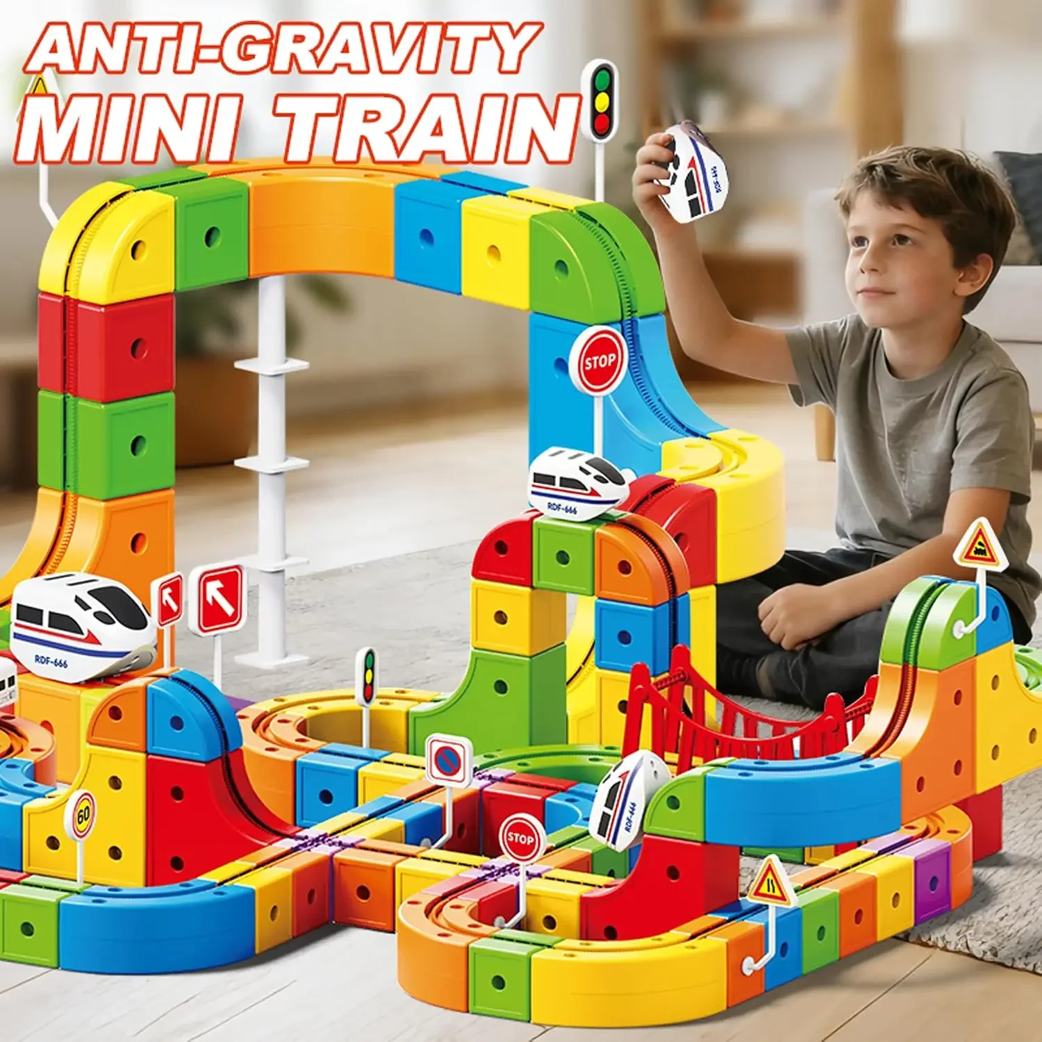 51PCS Magical Track Train USB Rechargeable 3D Building Tracks Cube Rails STEM Educational Toys Christmas Birthday Gift
