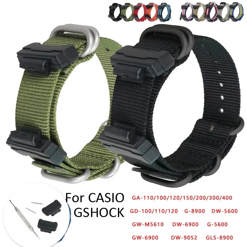 Nylon-Uhrenarmband für Casio G-SHOCK, Uhrenarmband für Casio GSHOCK GA GD G GW DW GLS 5600 110 mit Werkzeug und Anschluss
