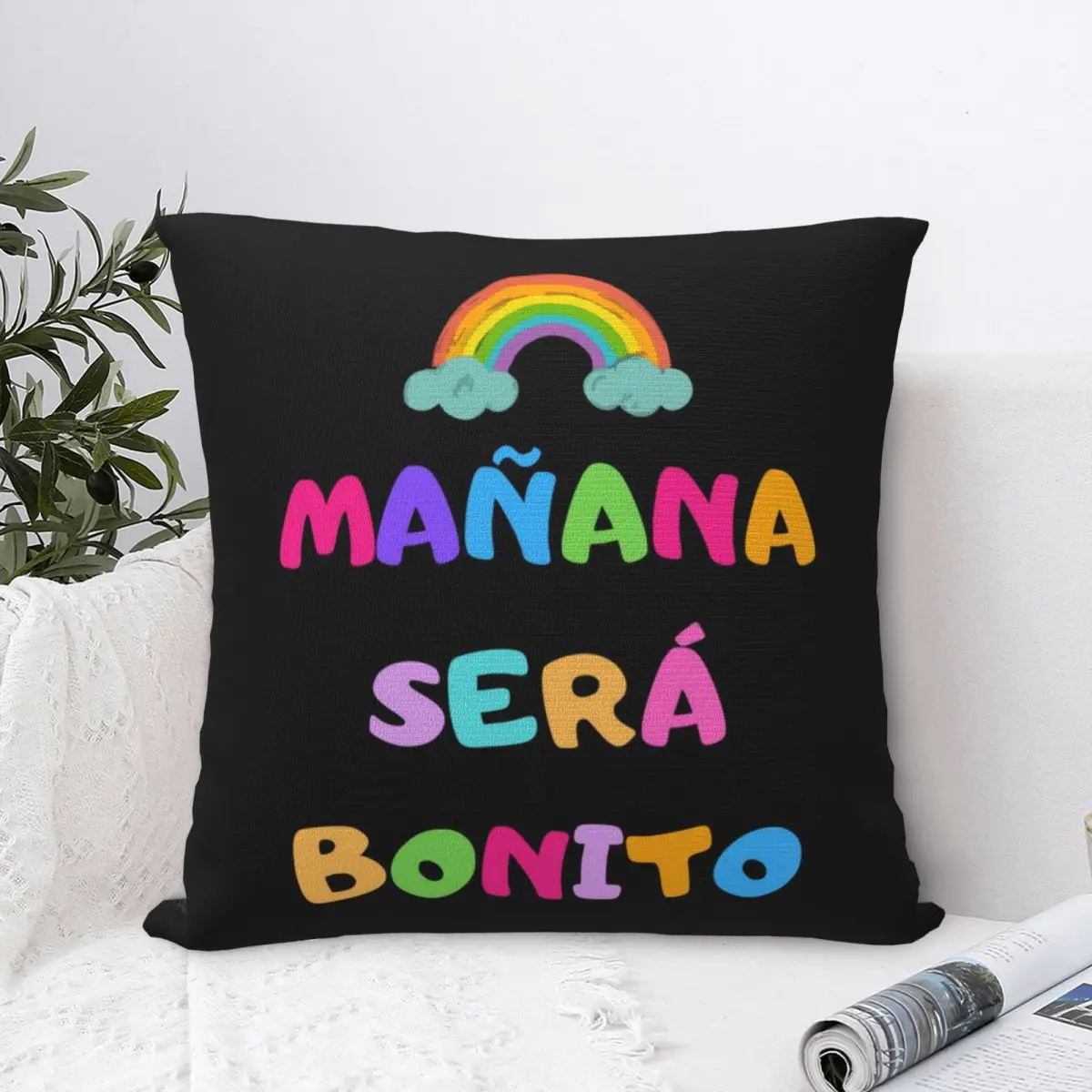 Karol G Manana Sera Bonito Rainbow Throw Pillow Cover Polyester Throw Pillow Fashion Cushion Covers