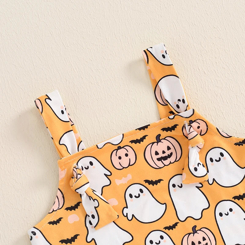 Baby Overalls Pumpkin Ghost Print Suspender Pants Halloween Clothes for Girls Boys Clothing