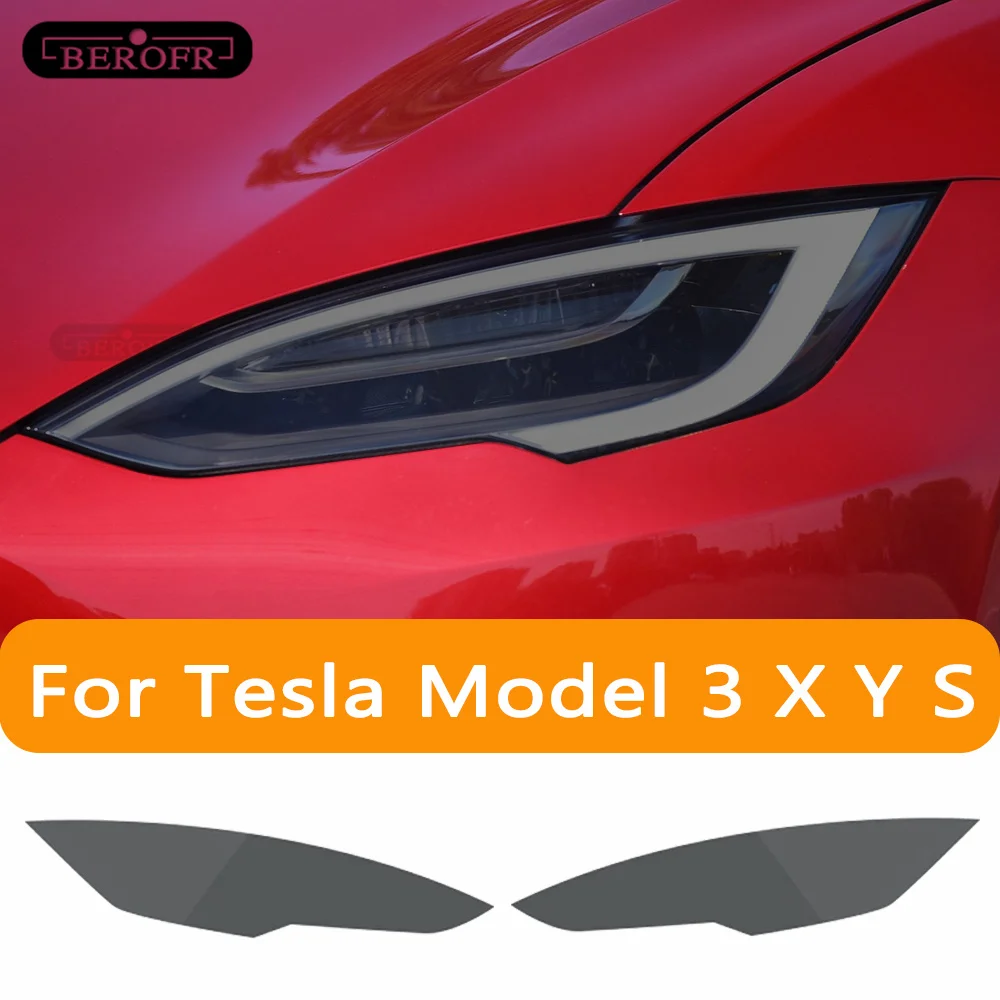 

2 Pcs For Tesla Model 3 X Y S Car Headlight Tint Smoke Black Protective Vinyl Wrap Film Protection Transparent TPU Sticker