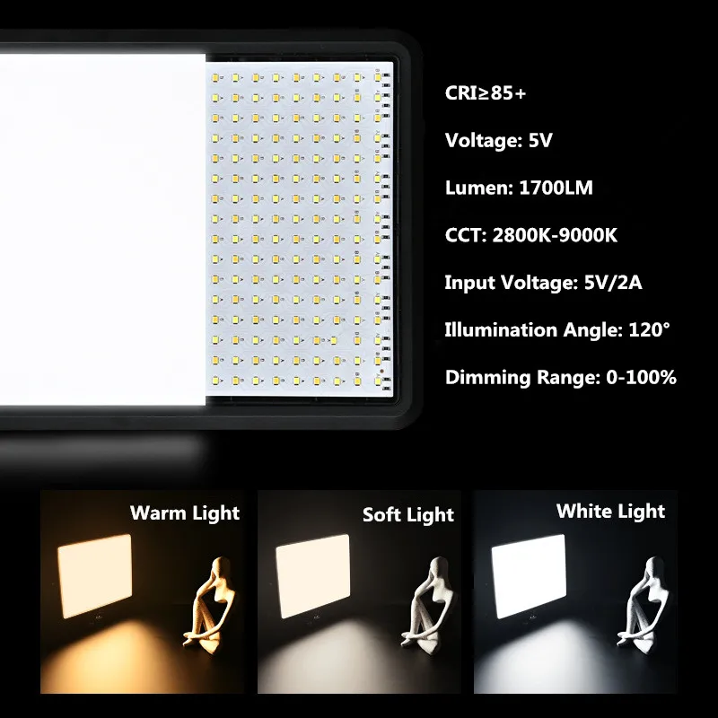 LED Photography Video Light Panel Lighting Photo Studio Lamp Kit with 8/12 Inch Adjustable Brightness,for YouTube Live Streaming