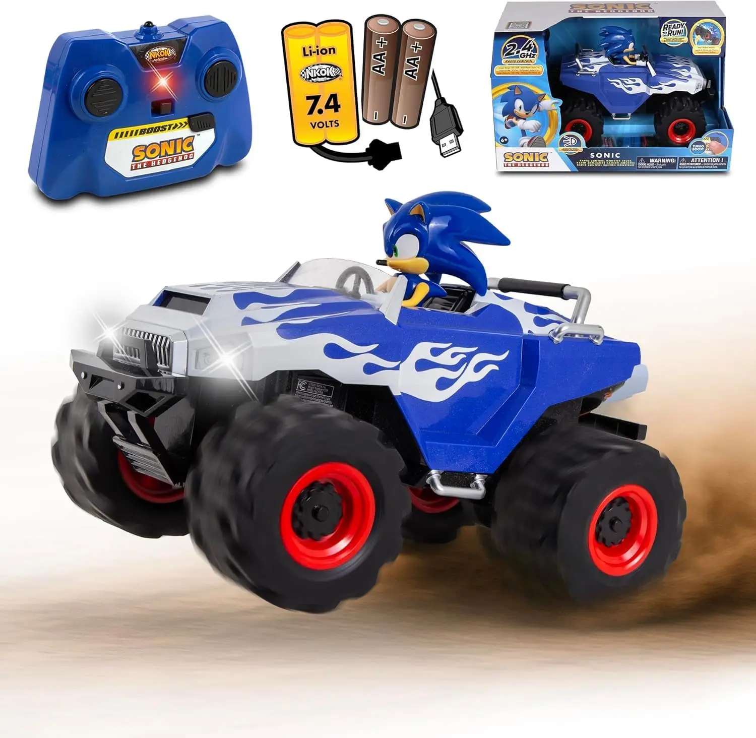 Monster Truck 2.4GHz Remote Control Ready-to-Run Toy with Turbo Boost, Wheelie & Donut Action, All-Terrain Off-Road Vehicle for Kids Ages 6+, Fun Gift and Toy Award Winner