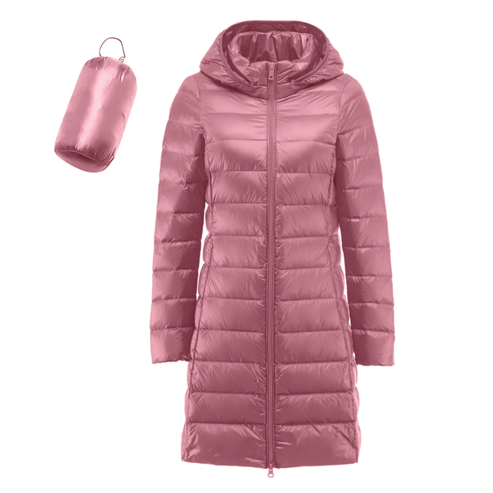 Parka à capuche mince pour femme, vestes en duvet à la mode, manteau long, doudoune légère et fine, mode coréenne, hiver 2023