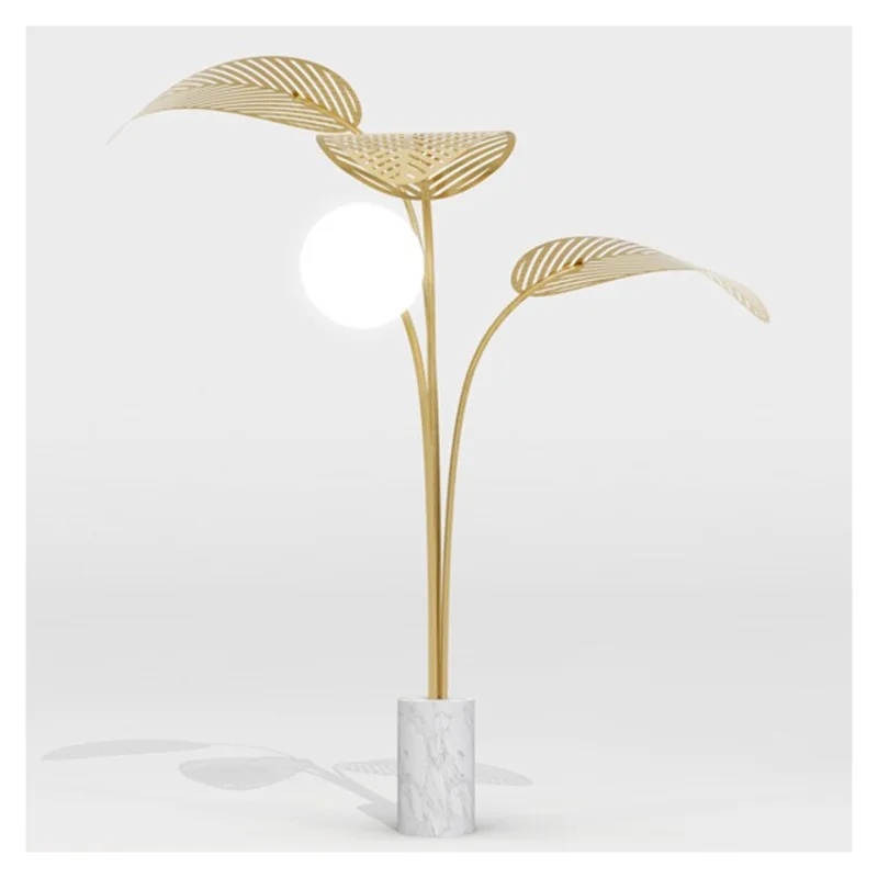 Nordic simple plant table lamp, modern light luxury fashion bedroom bedside table living room banana leaf wrought iron  lamp