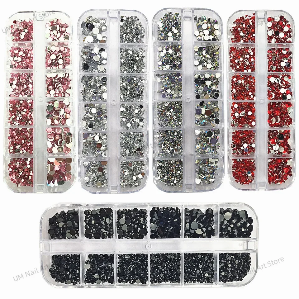 네일 파츠 Nail Art Flat Back Crystal Rhinestone 2/3/4/5mm Dazzling Diamonds Strass Manicure Tip 3D Decoration стразы для ногтей