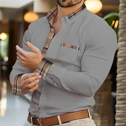25-color men's shirt long-sleeved shirt pocket shirt outdoor street button fashion designer casual breathable XS-6XL