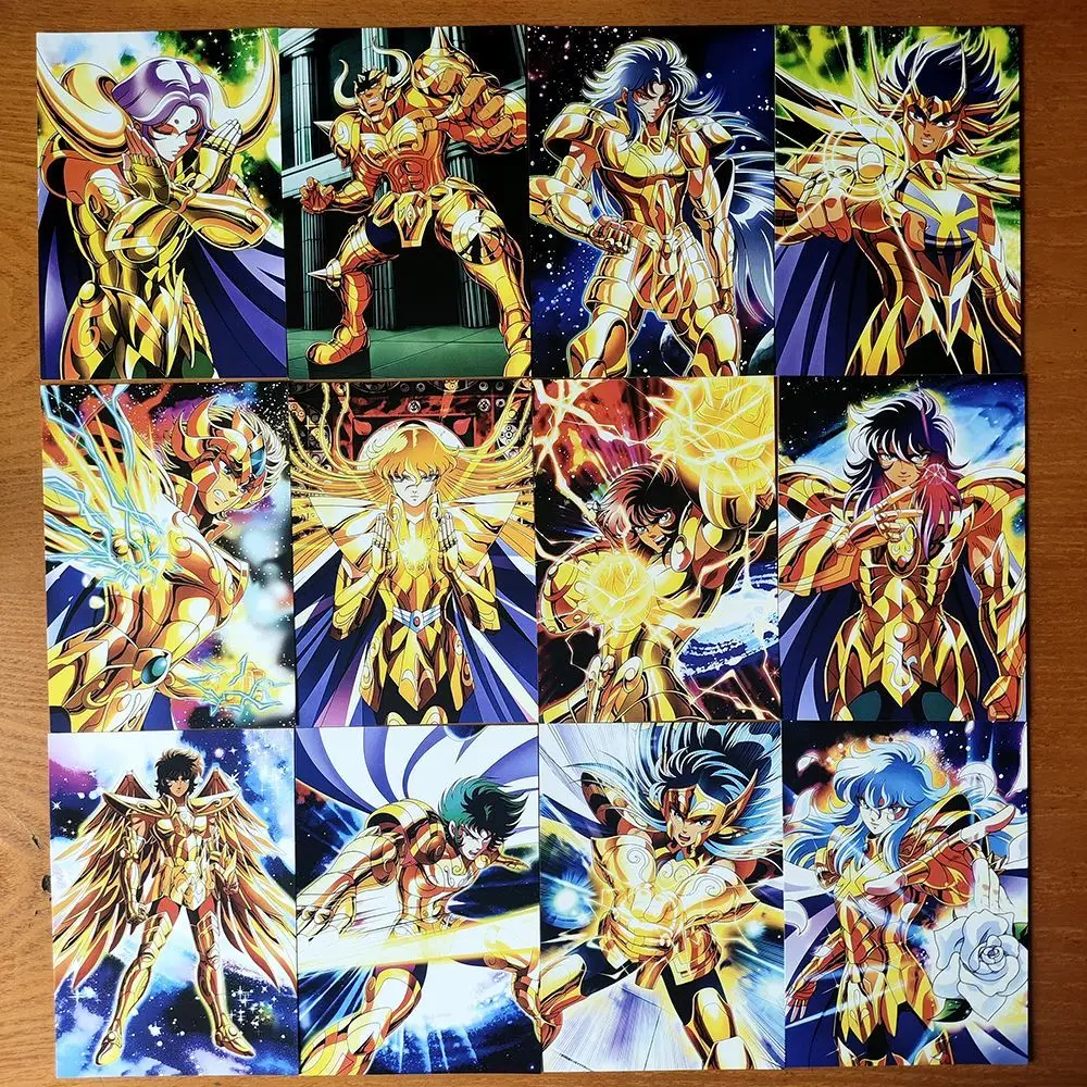 

Saint Seiya Character Collection Cards A set of 12 pcs Postcards 3 Styles Knights of the Zodiac Gold Saints Athena Saori Kido