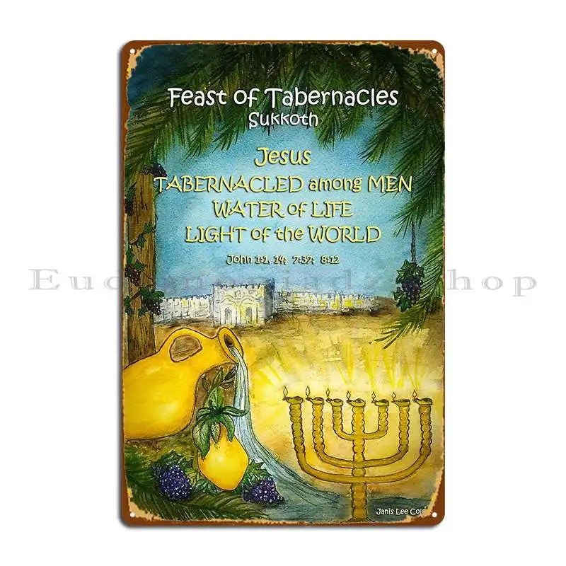 Jesus In The Feast Of Tabernacles Metal Sign Print Living Room Club Designing Wall Decor Tin Sign Poster