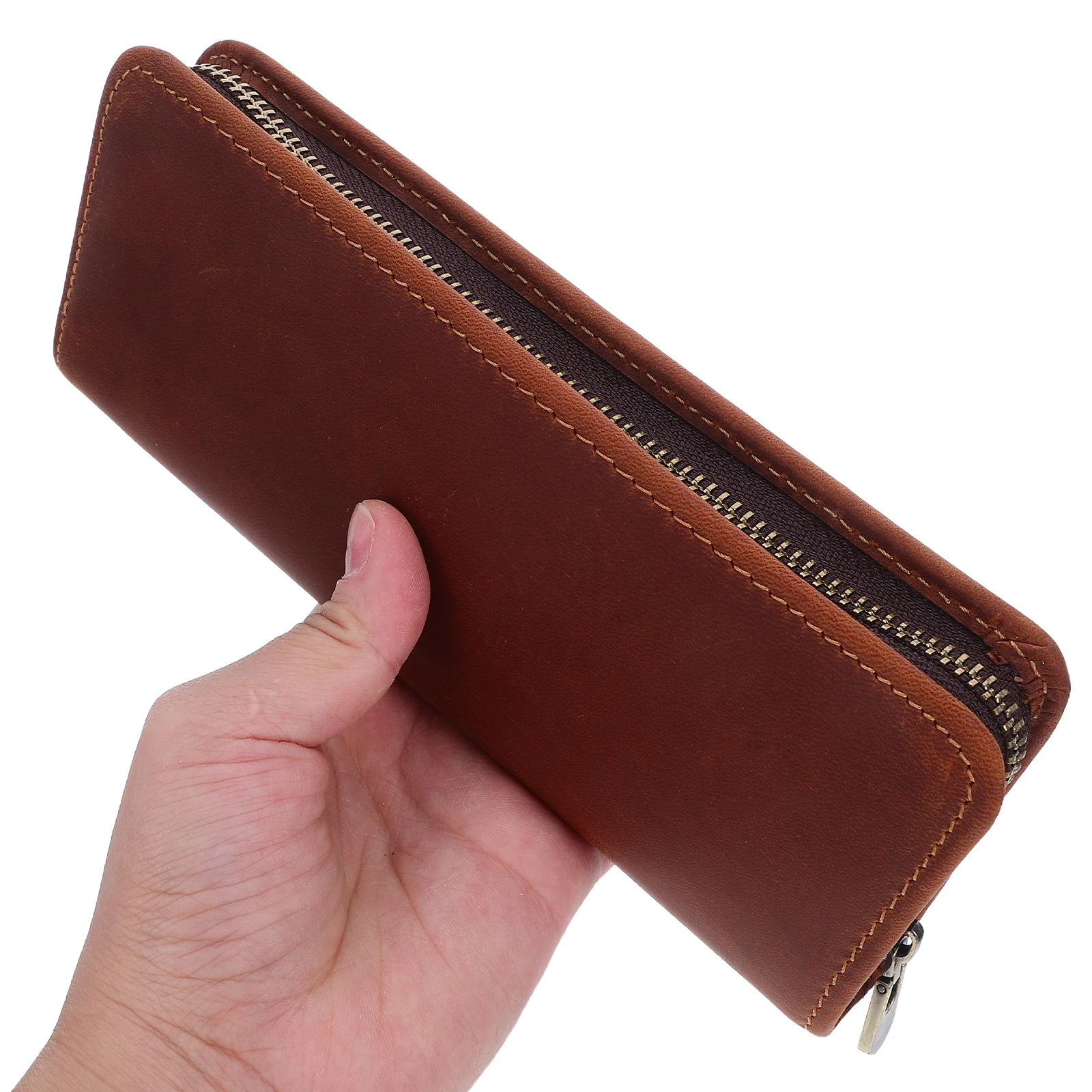 

Leather Pencil Case Organizer Vintage Pencil Case Holder with Zipper Pen Pouch for Drawing Watercolor Markers School Office