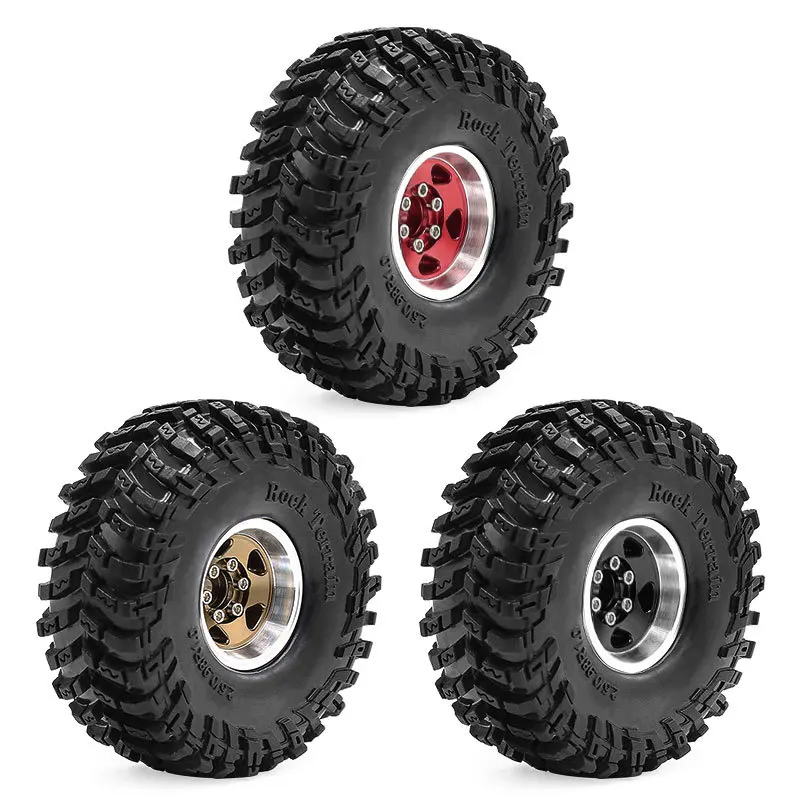 Durable Rubber 1.0 Inch Wheel Tire Set D308 Deep Tread 4Pcs for 1/18 RC Crawler TRX4M SCX24 FMS Ascent‑18