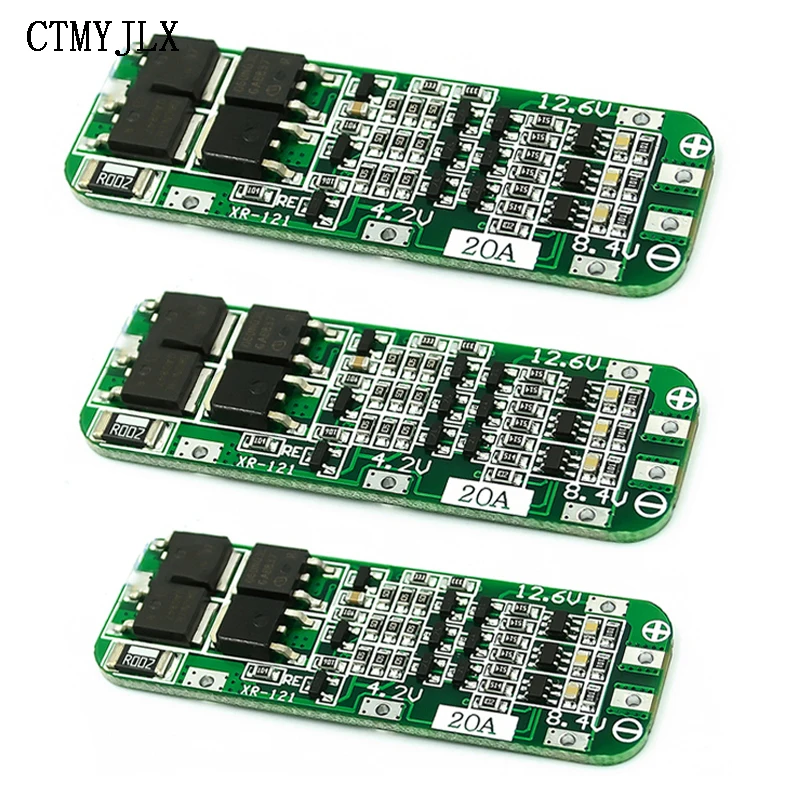 Batterie Lithium-ion 3 S 20a, 5 pièces, Module de carte de Protection BMS PCB 18650 V, chargeur 12.6