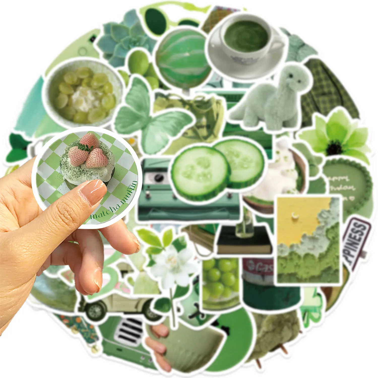 60pcs Green Item Stickers suitablefor Notebook computer Luggage  Refrigerator skate boards phone cases sticker