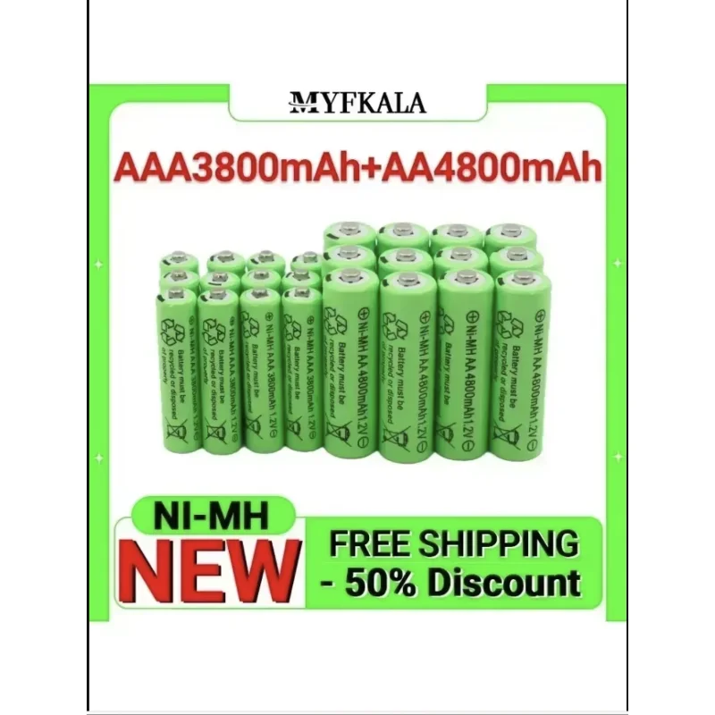 

Подходит для никель-водородной аккумуляторной батареи 1,2 В AA 4800 мАч + никель-водородная аккумуляторная батарея 1,2 В AAA 3800 мАч.