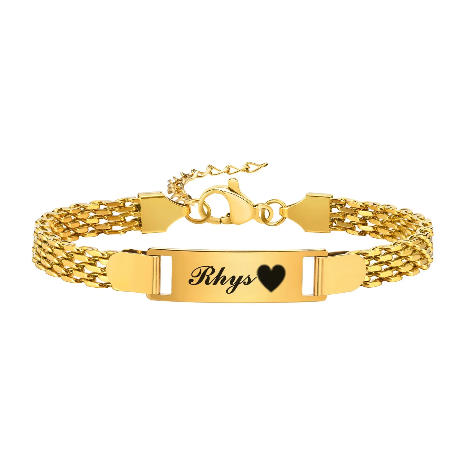 Personalized Bracelet for Girl Boy , Adjustable Chain Custom Name Birthdate Stainless Steel ID Bracelets Not Fade Nickel Free