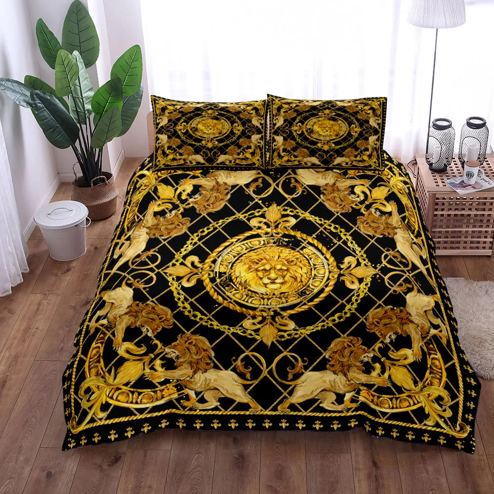 

Black Baroque Cathadral Pattern Duvet Cover Set King Queen Double Full Twin Single Size Boys Bed Linen Set