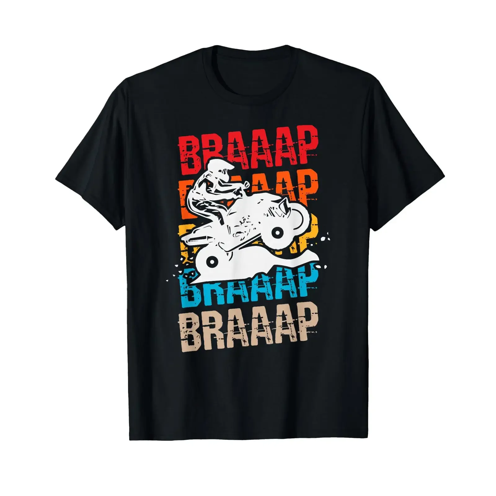 Camiseta divertida Braaap para niños con diseño de Quad Bike ATV 4 Wheeler, estilo vintage, lavada, transpirable, a la moda, ligeramente cómoda, ropa de diseñador