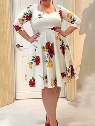 Summer Dresses for Women Plus Size A-line High Waist Elegant and Chic Dress Sexy Cute Floral Dress Ladies Wholesale Dropshipping