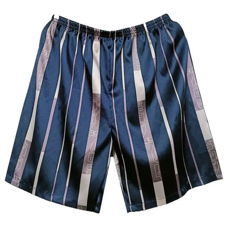 الذكور زائد حجم عارضة النوم قيعان الصيف لامعة طباعة الساتان الرجال السراويل الملابس الداخلية