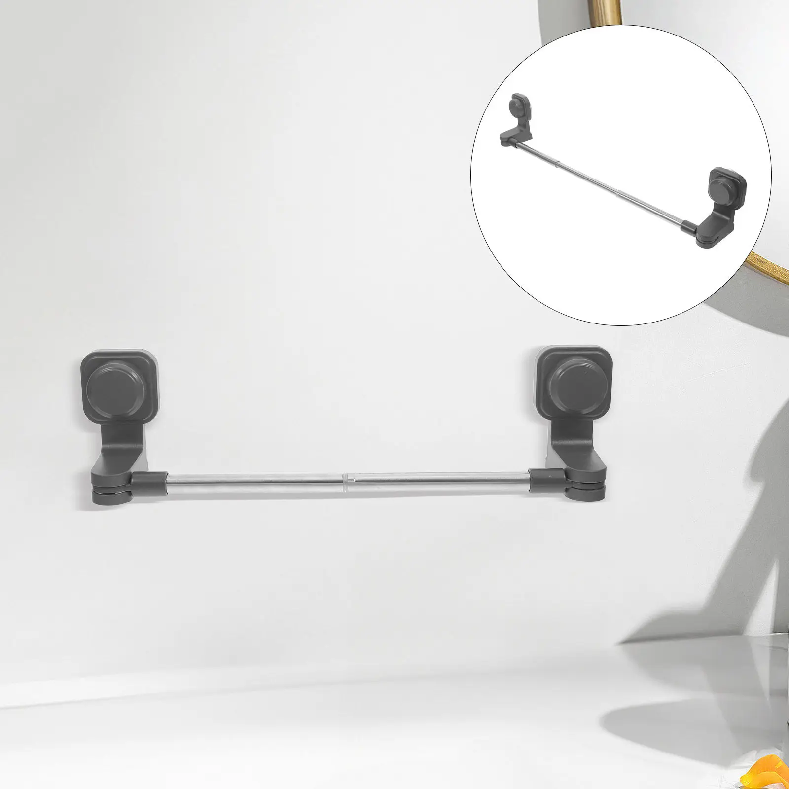 Suction Cup Towel Bar Adjustable 12-24Inch Retractable Stainless Steel Removable Shower Bathroom Towel Holder Suction Rack