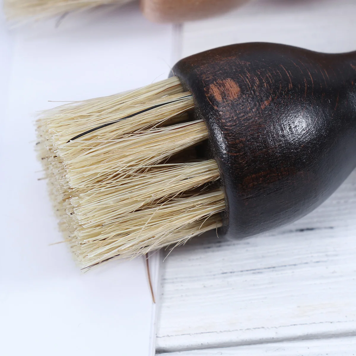 

2 Pcs Multifunctional Shoe Brush Shoes Dedusting Cleaning Brushes for Household Pig Hair Bamboo