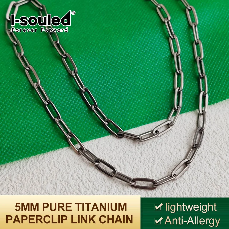 5MM Pure Titanium Paperclip Chain Necklace | Hypoallergenic Unisex Jewelry Gift for Men Women | Valentine's Day Birthday