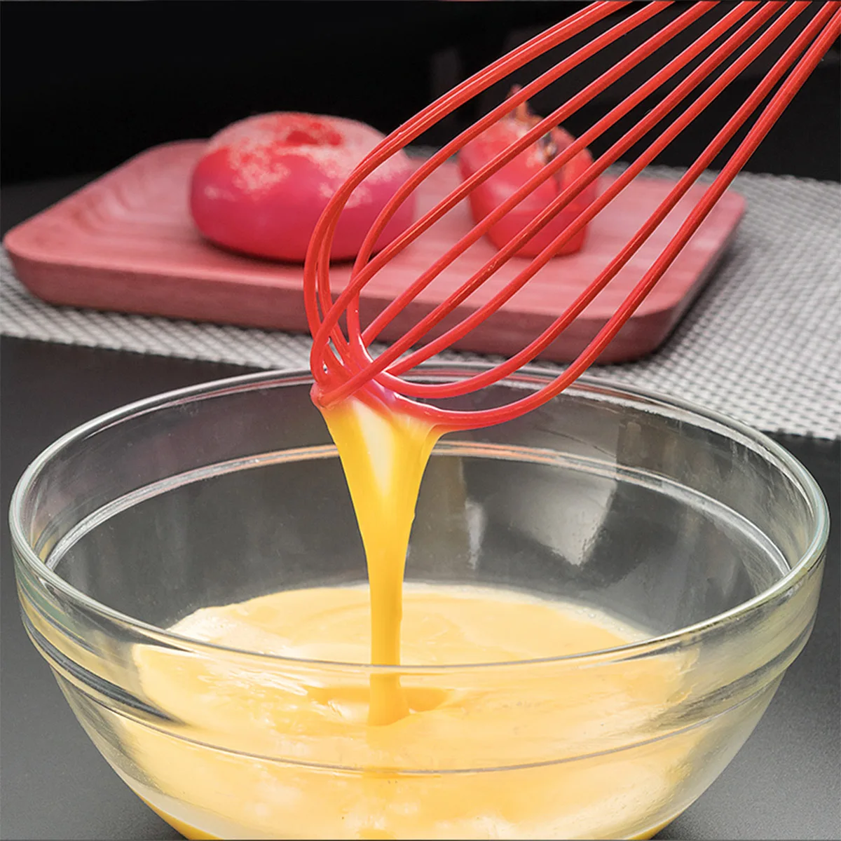 

10 Inch Silicone Whisk Hand Egg Mixer with Non-Slip Handle for Beating Stirring Creaming Sauces Salad Healthy Food Grade Kitchen