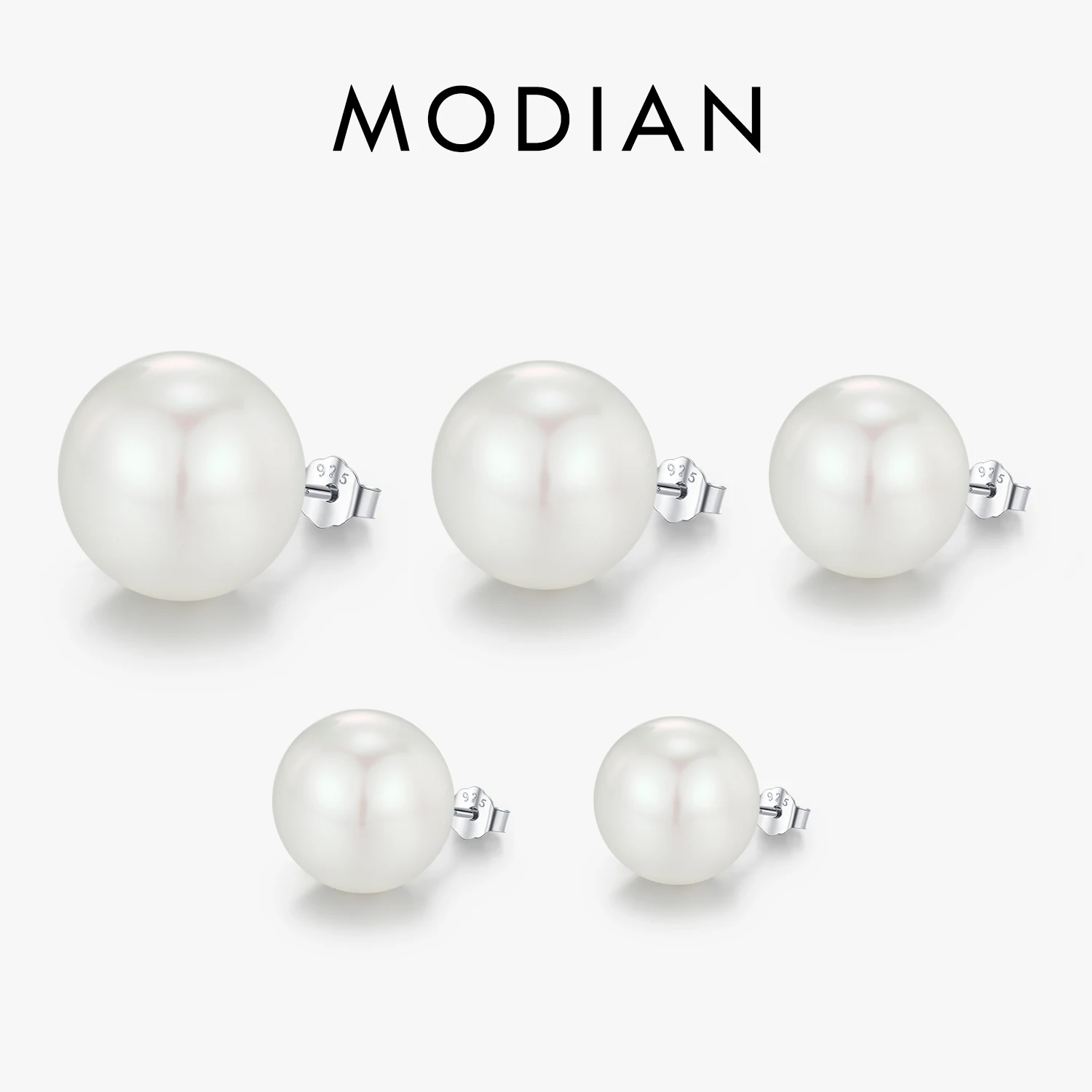 

MODIAN 5 Sizes 925 Sterling Silver Elegant Crystal Pearl Stud Earrings Classic Basic Jewelry For Women Birthday Gifts