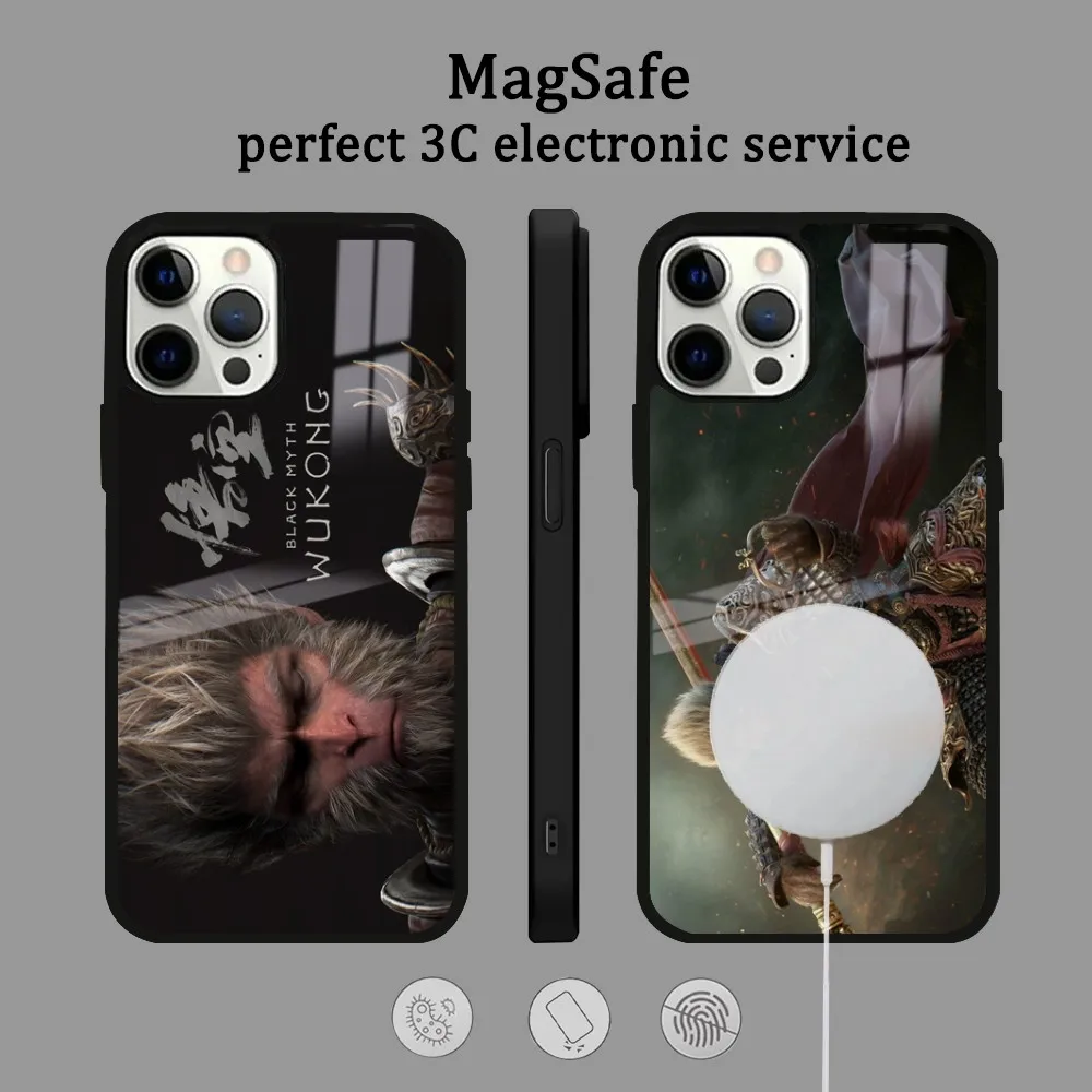 

Game Black Myth Wukong Phone Case Anime For IPhone 16 15 14 13 12 11 Pro Max Plus Mini Magsafe Mirror Wireless Magnetic Cover
